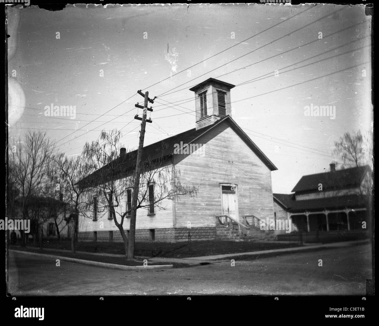 wooden church building struction architecture christianity christian religion America 1890s Stock Photo