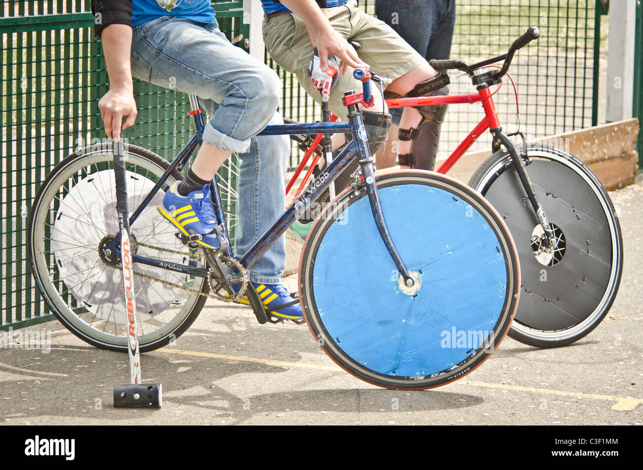 cycle polo players and bikes Stock Photo - Alamy