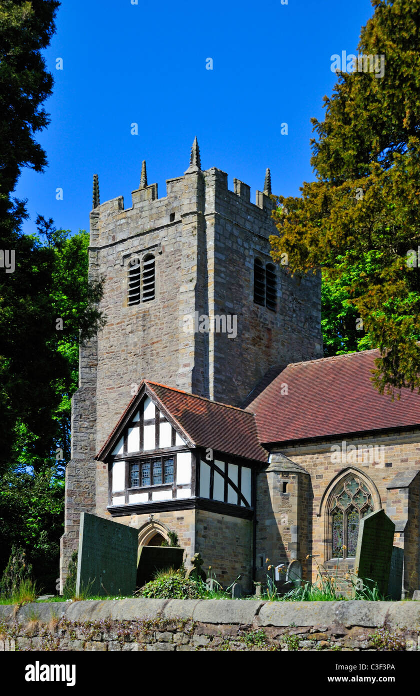 West tower and South porch, Church of Saint Wilfrid. Halton, Lancashire, England, United Kingdom, Europe. Stock Photo
