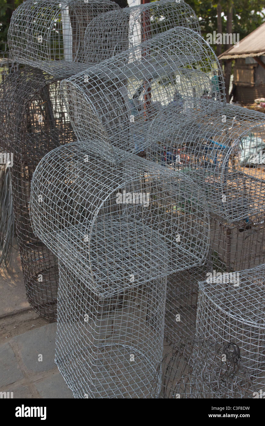 Wire bird cages for sale in Hoi An, Vietnam Stock Photo