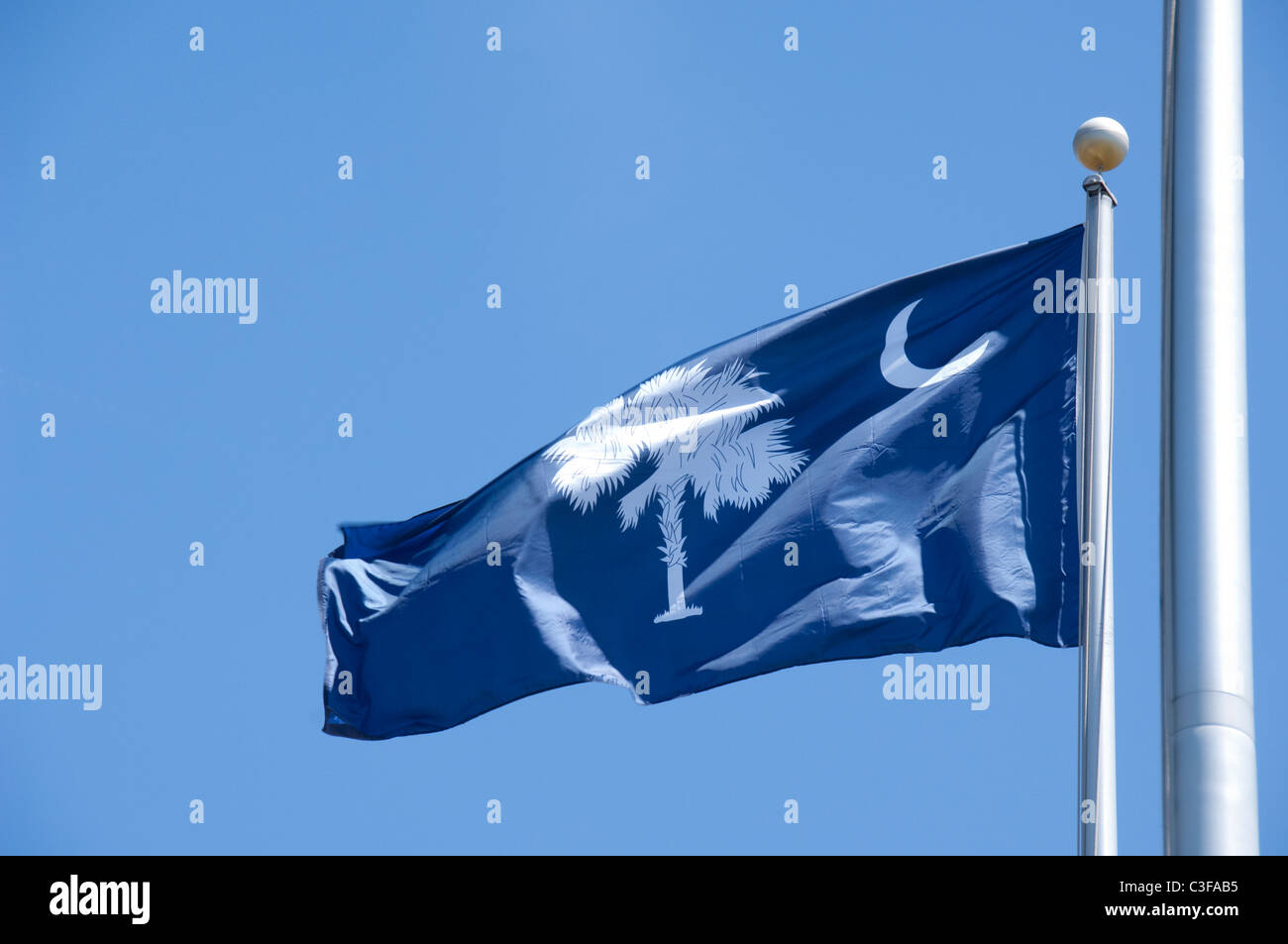 South Carolina, Charleston, Fort Sumter National Monument. South Carolina state flag. Stock Photo