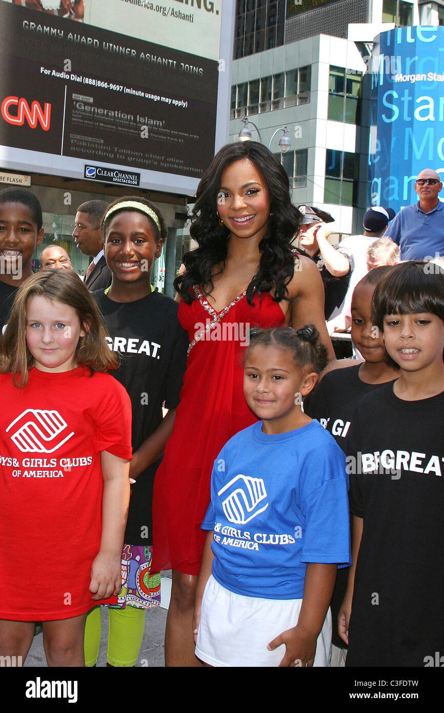 Ashanti and Boys & Girls Clubs of America kids The unveiling of the 'Be  Amazing' billboard in Times Square as part of a new Stock Photo - Alamy