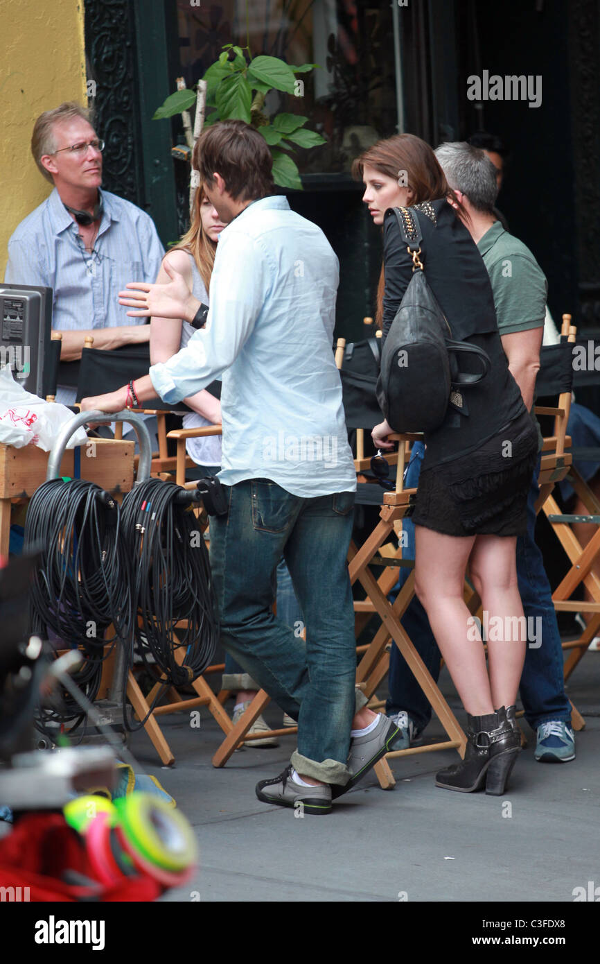Ashton Kutcher and Mischa Barton on the set of 'The Beautiful Life