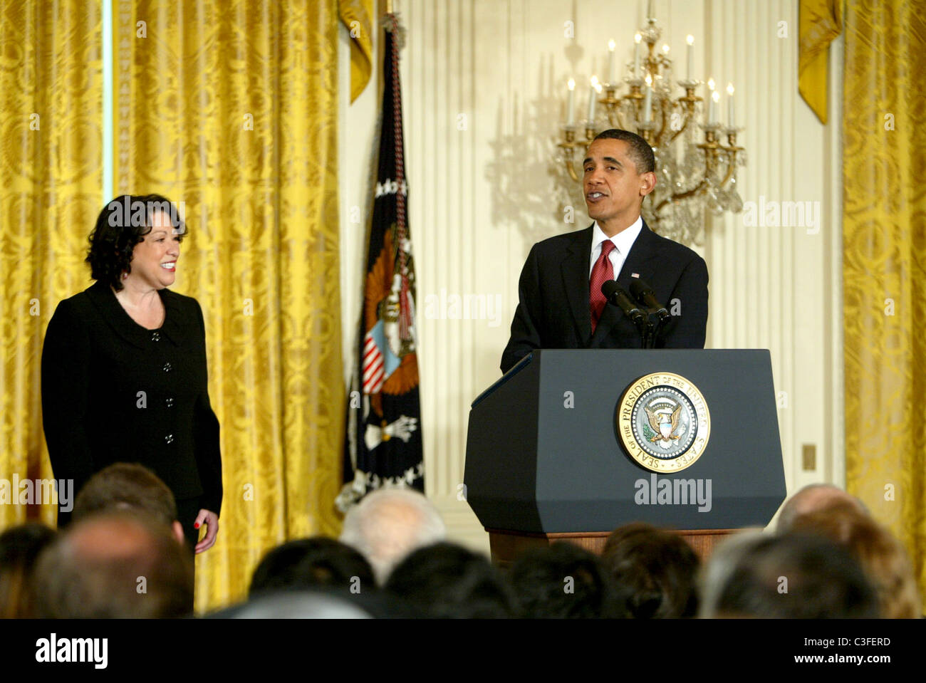 Justice Sonia Sotomayor and President Barack Obama reception for Supreme Court Justice Sonia Sotomayor at the White House who Stock Photo