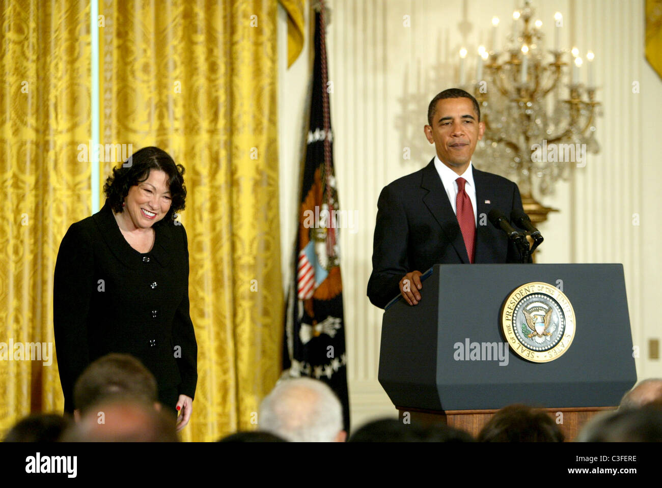 Justice Sonia Sotomayor and President Barack Obama reception for Supreme Court Justice Sonia Sotomayor at the White House who Stock Photo
