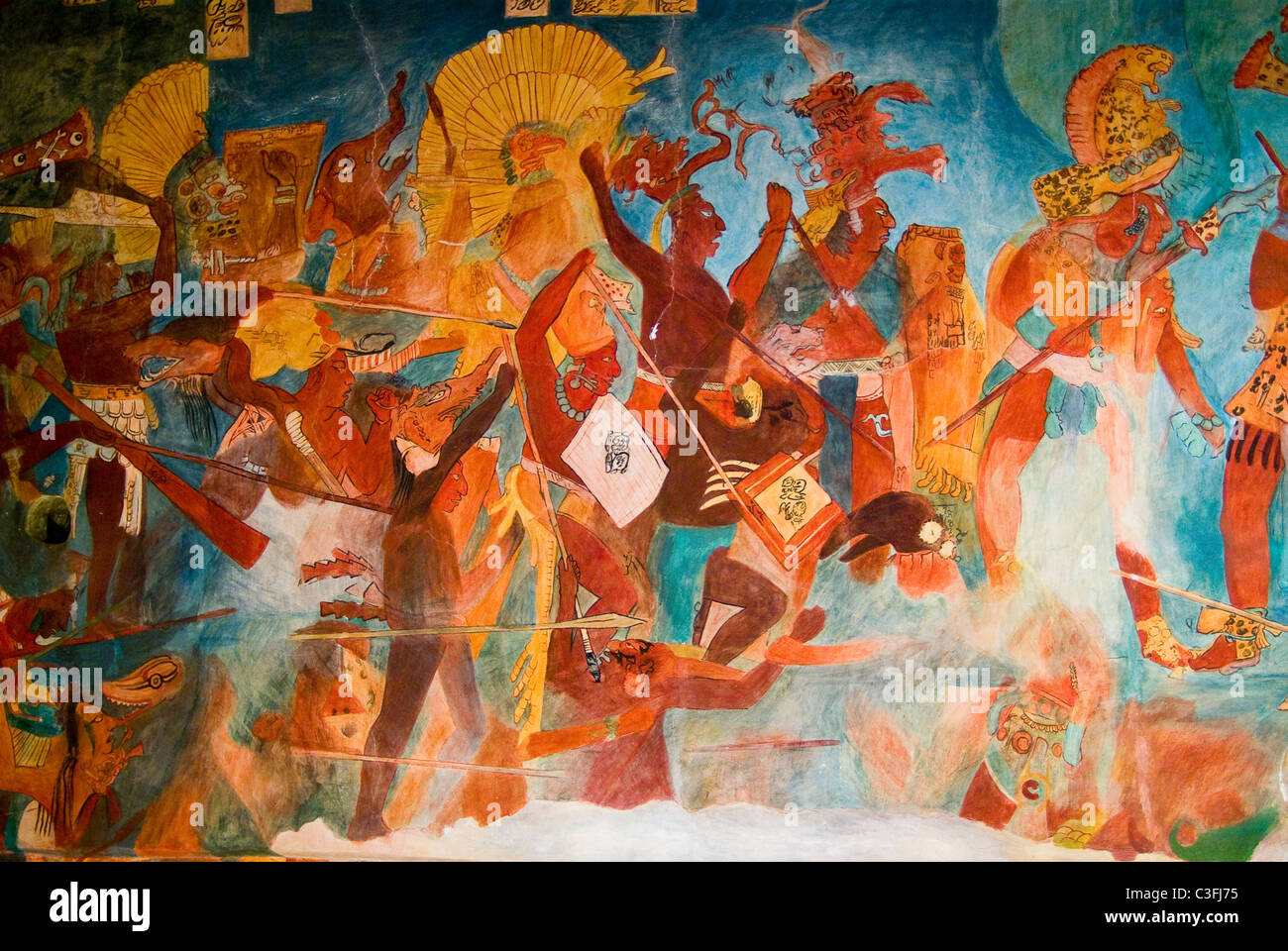 Mexico.Mexico city.National Museum of Antropology.Maya culture.Painting of Bonampak. Stock Photo