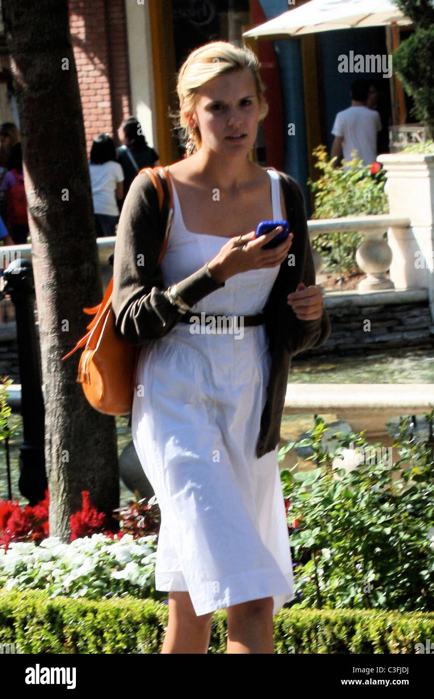 Taken' co-star Maggie Grace talking on her cellphone while out shopping in Hollywood Los Angeles, California - 20.08.09 Owen Stock Photo