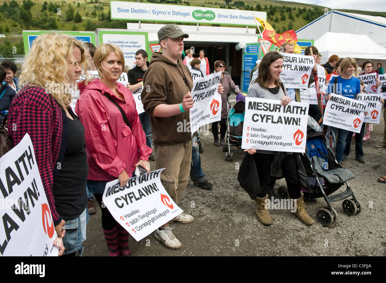 Welsh language protest at National Eisteddfod 2010 Ebbw Vale Blaenau Gwent South Wales UK Stock Photo