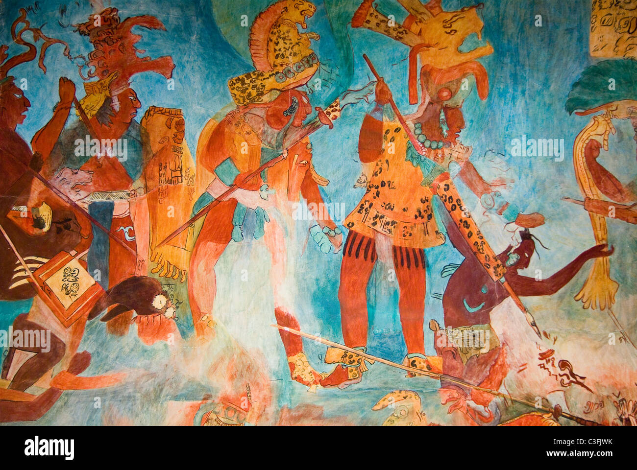 Mexico.Mexico city.National Museum of Antropology.Maya culture.Painting of Bonampak. Stock Photo