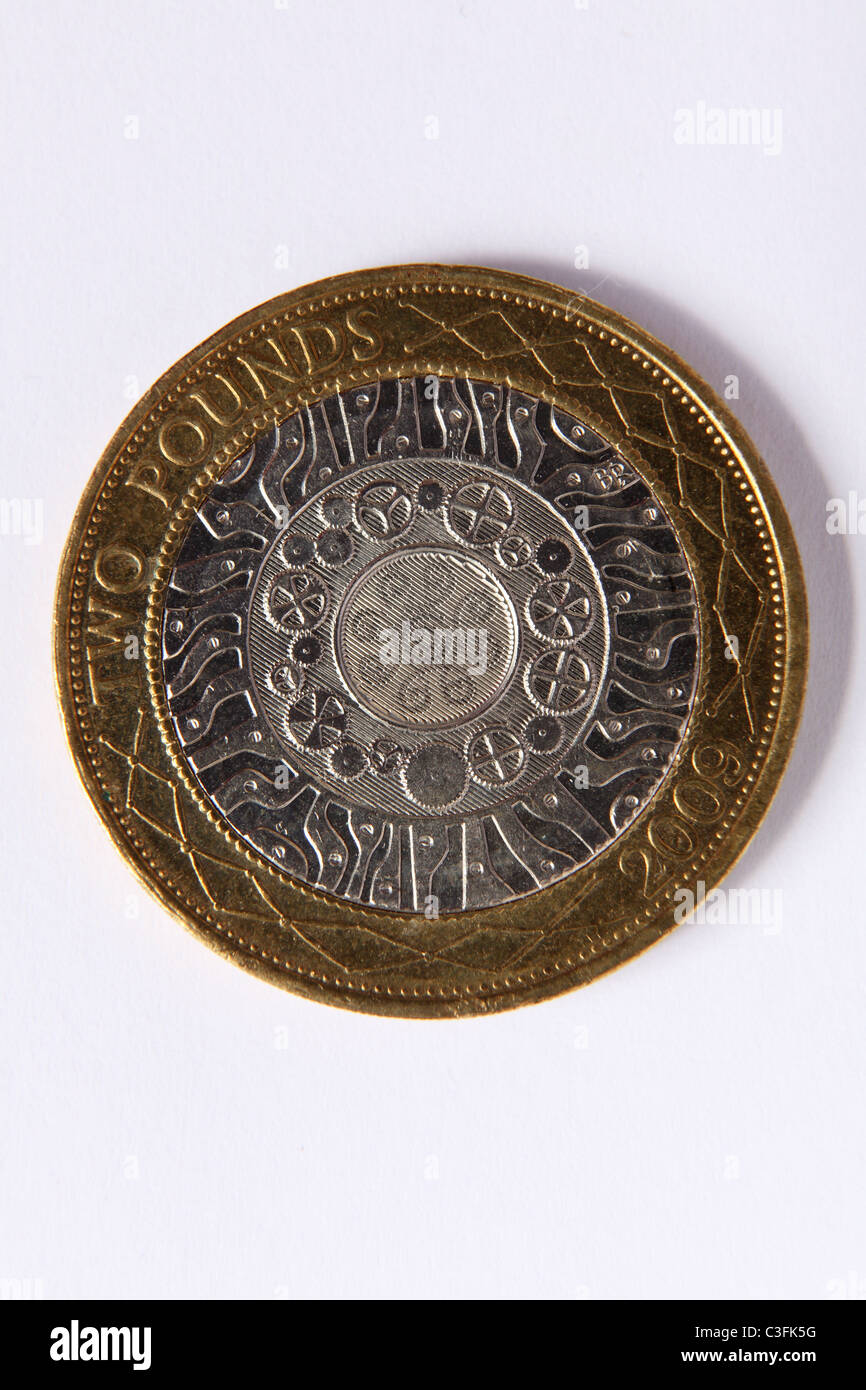 The reverse side of a British two pound coin Stock Photo