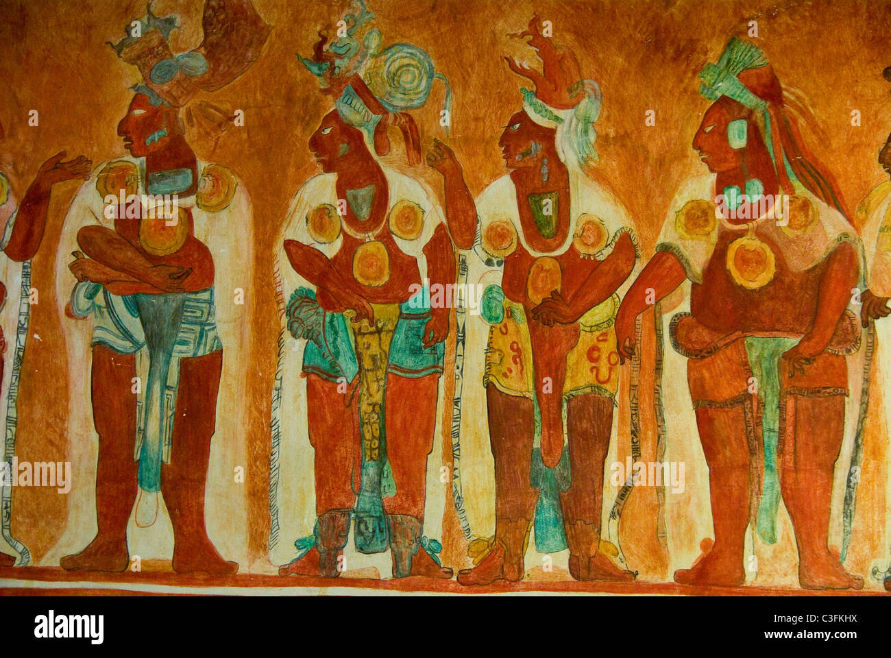 Mexico.Mexico city.National Museum of Antropology.Maya culture.Painting of Bonampak. Stock Photo