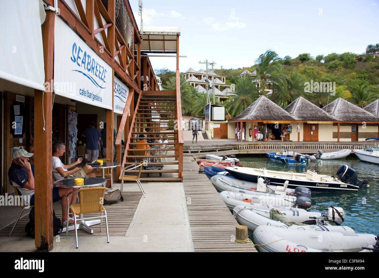 Seabreeze bar cafe in Falmouth Harbour's marina yacht club Antigua