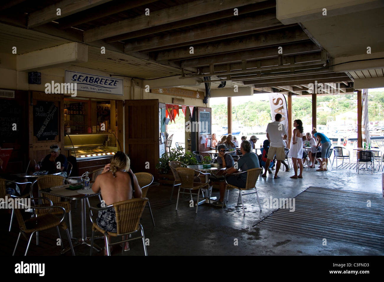 Bar at Marina in Falmouth Harbour in Antigua Stock Photo Alamy