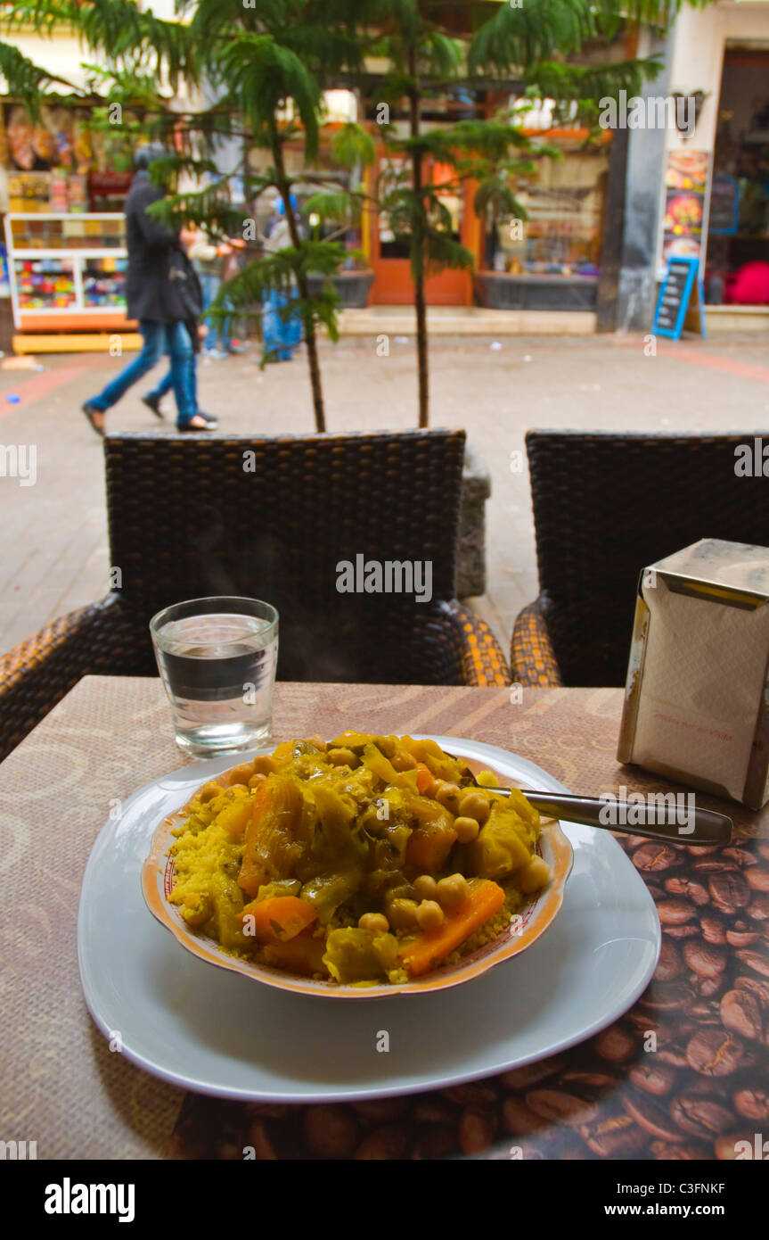 Vegetarian couscous meal Petit Socco square Medina old town Tangier