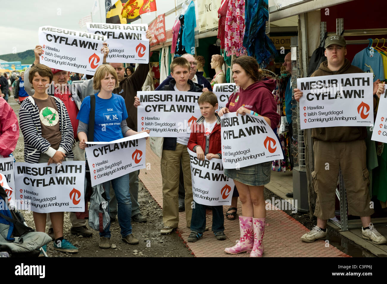 Welsh language protest at National Eisteddfod 2010 Ebbw Vale Blaenau Gwent South Wales UK Stock Photo