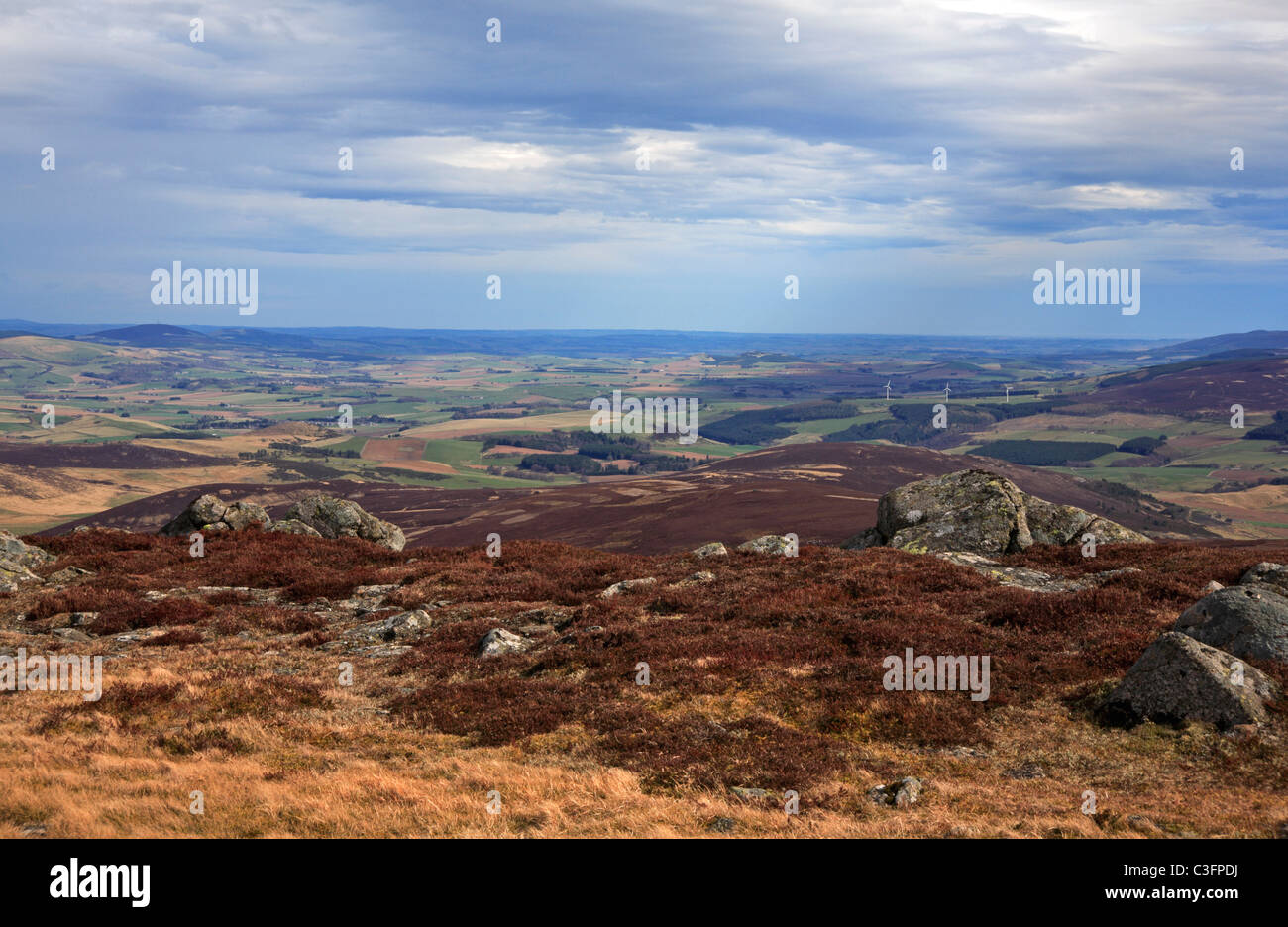 A view towards Strathbogie from the summit of The Buck of Cabrach near