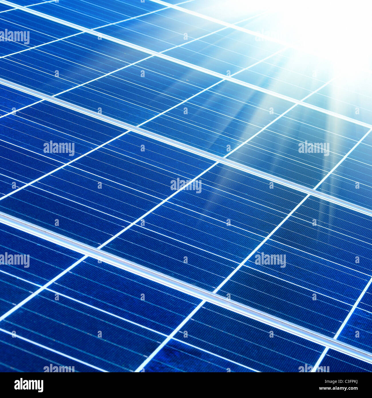 solar panel with sunbeams Stock Photo