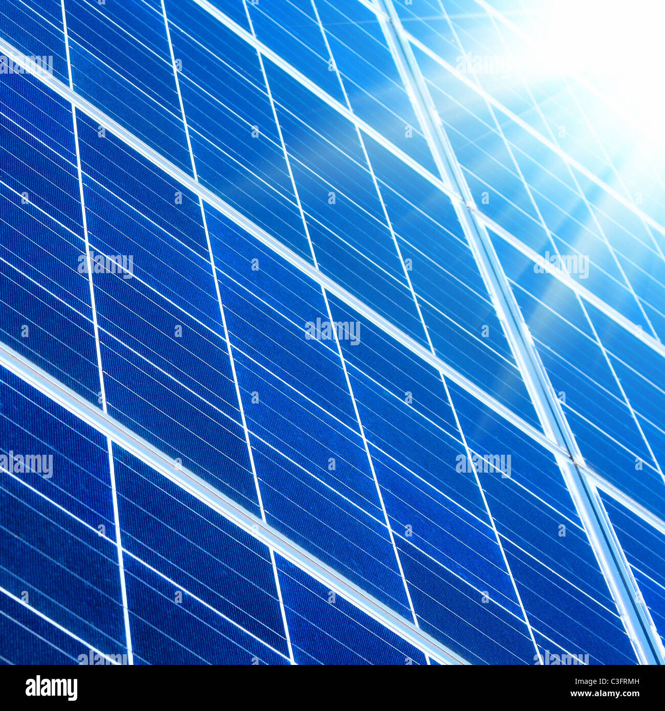 solar panel with sunbeams Stock Photo