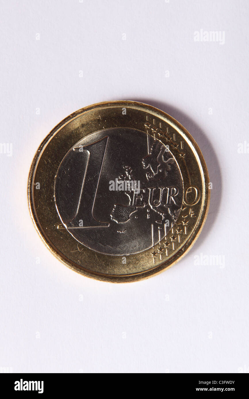 A One Euro coin, the currency of the European Union (E.U.). Stock Photo
