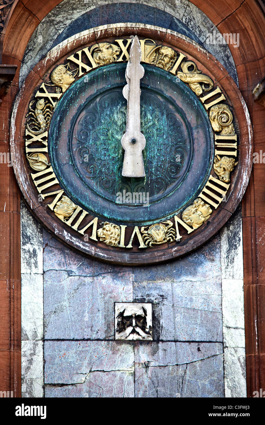 Zodiacal clock and Old Father Time on Charing Cross Mansions, Glasgow