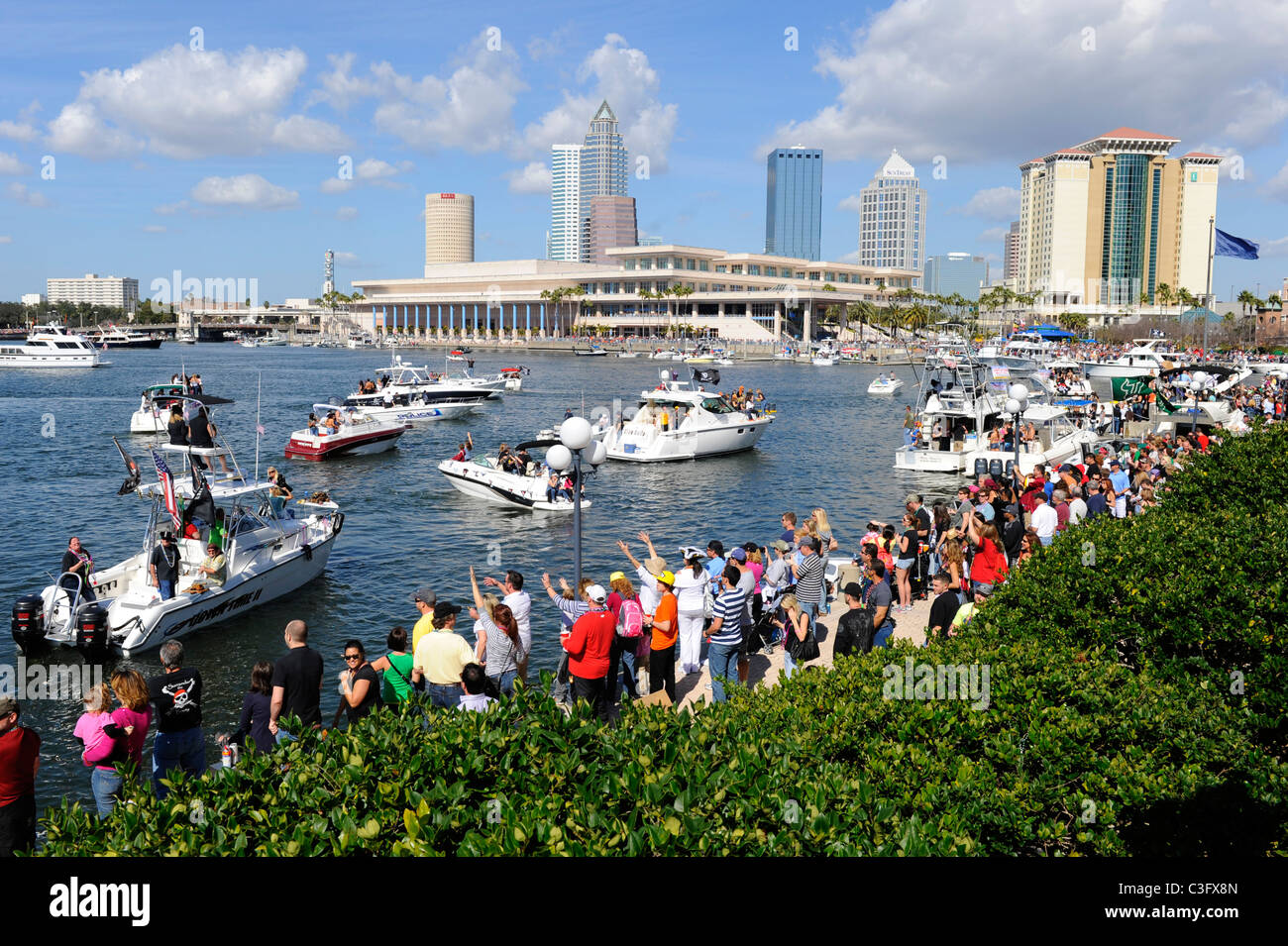 Crowd at Tampa Gasparilla Pirate Festival Florida Stock Photo