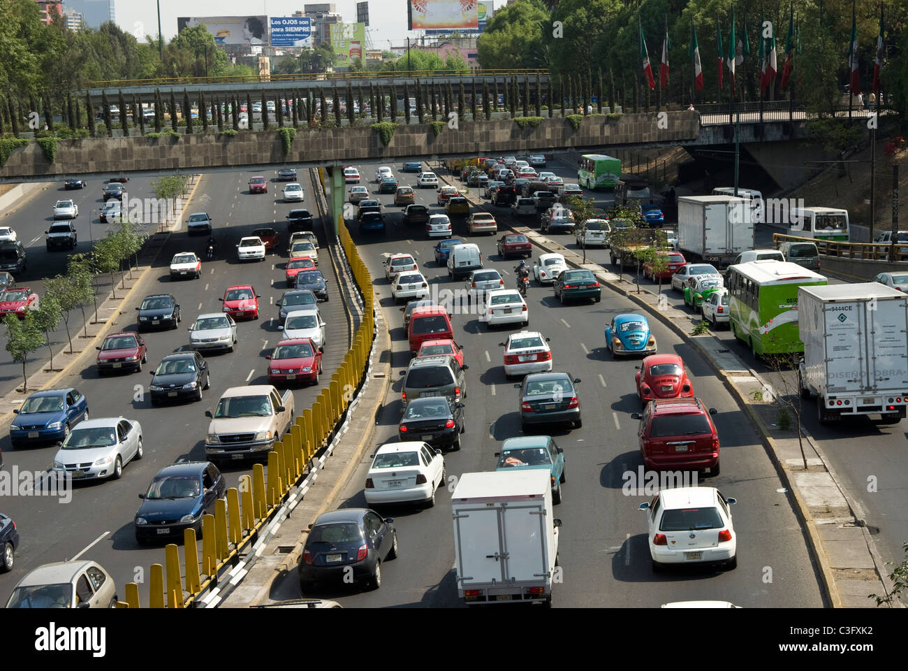 Mexico.Mexico city . Road traffic in the Circuito interior with Paseo de La Reforma. Stock Photo