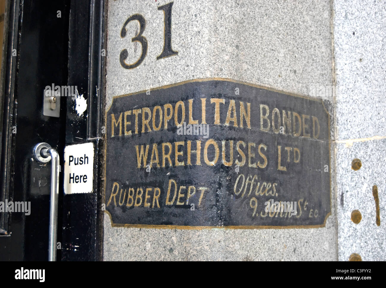 vintage sign for the rubber department of metropolitan bonded