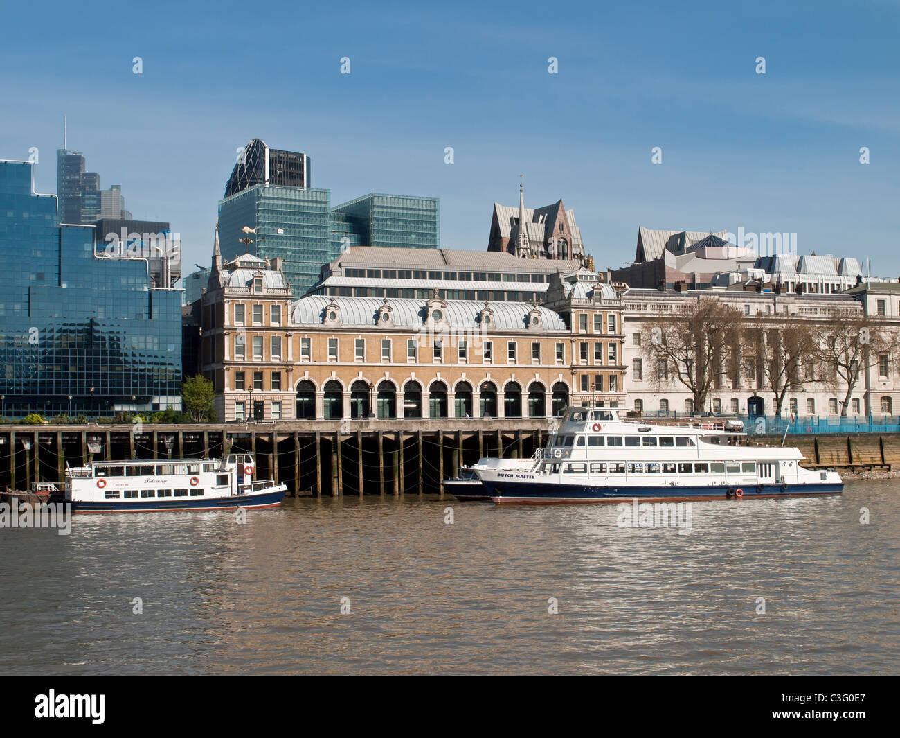 Old Billingsgate Fish Market, City of London and River Thames London UK