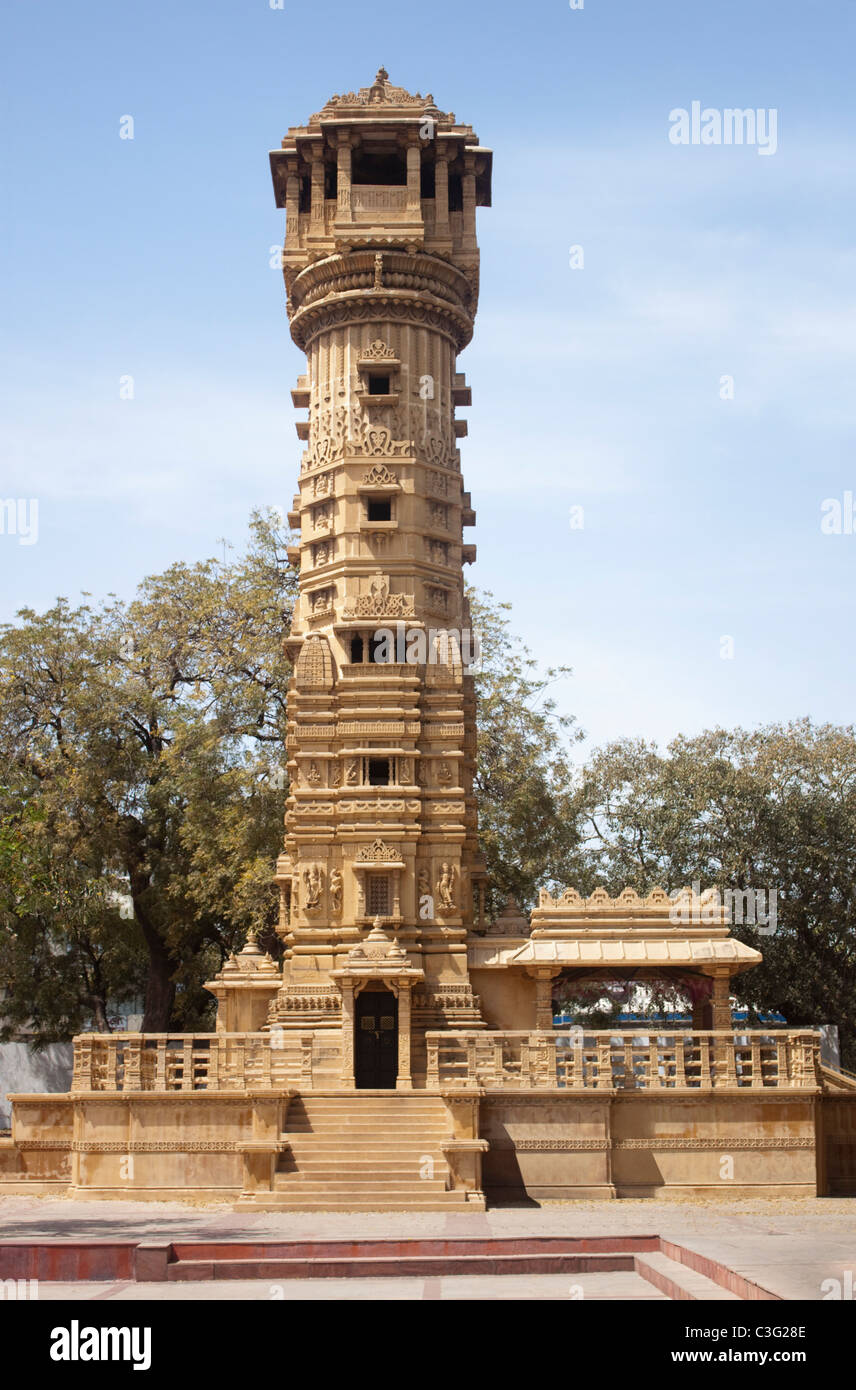 Tower of a temple, Hathisingh Jain Temple, Ahmedabad, Gujarat, India Stock Photo