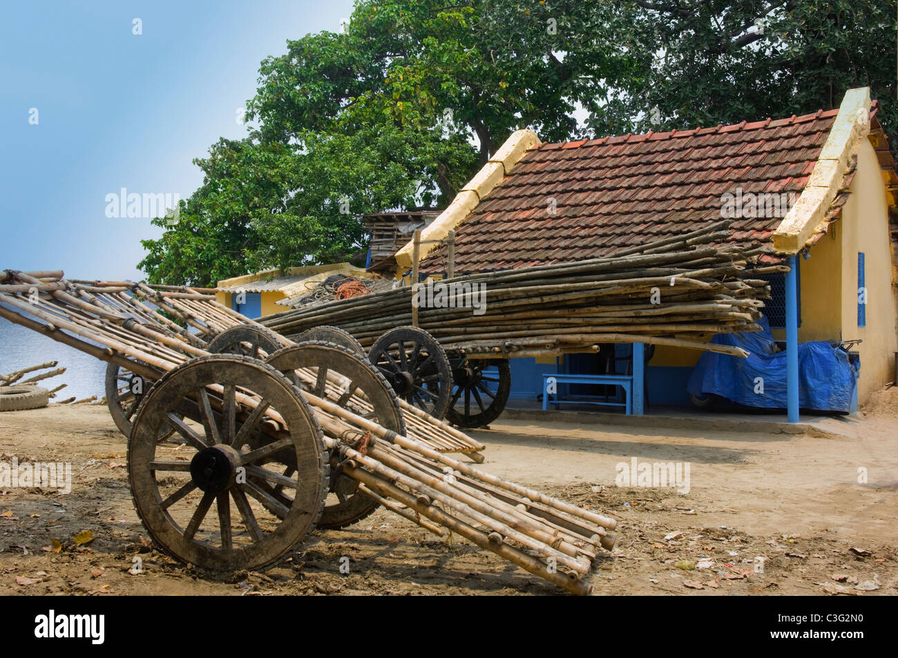 Carts in front of house, Kolkata, West Bengal, India Stock Photo Alamy