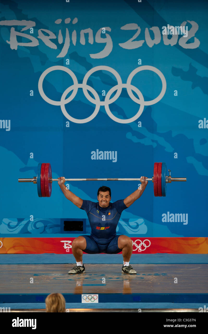 Jose Juan Navarro (ESP) competing in the Weightlifting 94kg class at the 2008 Olympic Summer Games, Beijing, China. Stock Photo
