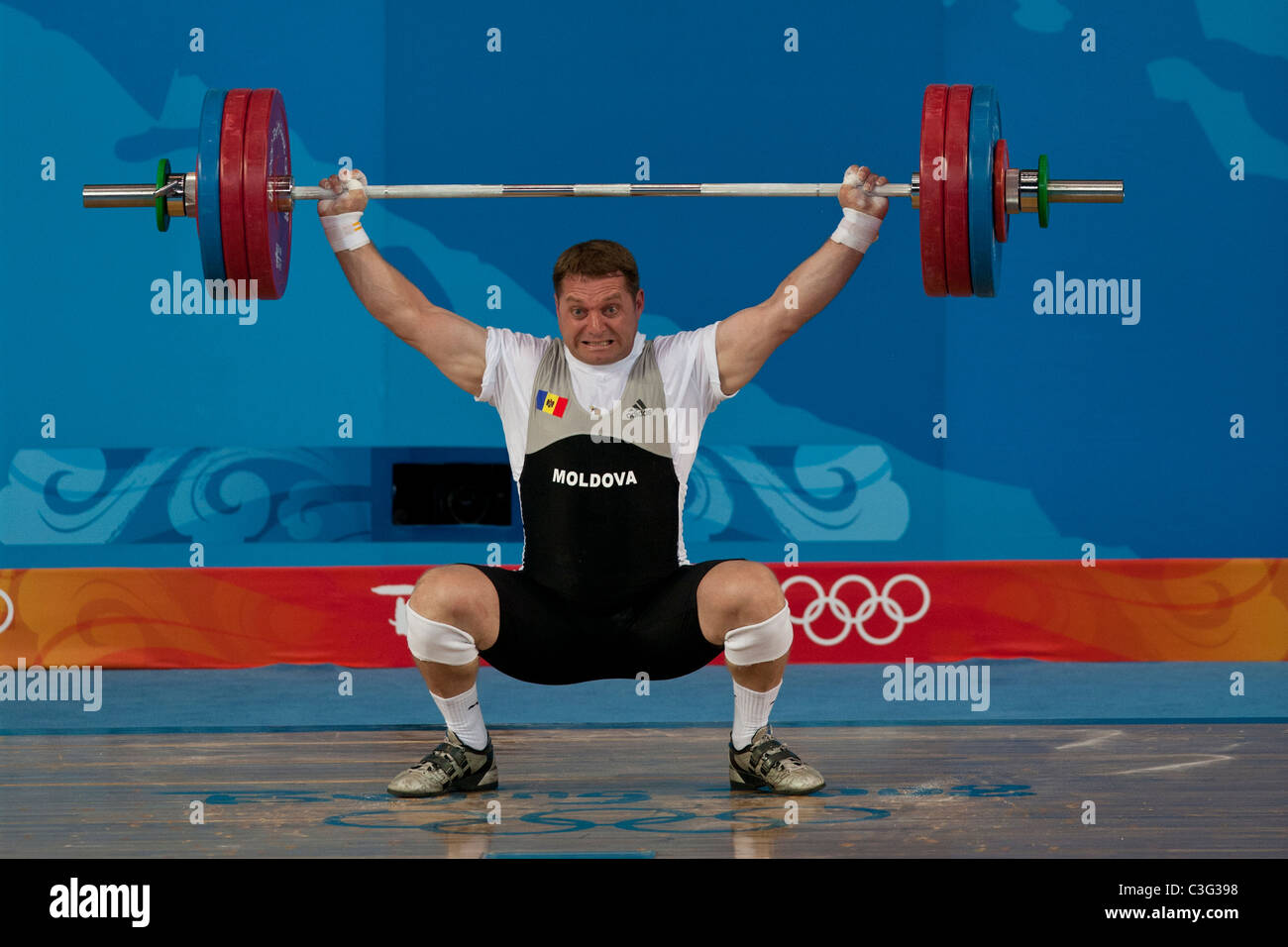 Vadim Vacarciuc (MDA) competing in the Weightlifting 94kg class at the 2008 Olympic Summer Games, Beijing, China. Stock Photo