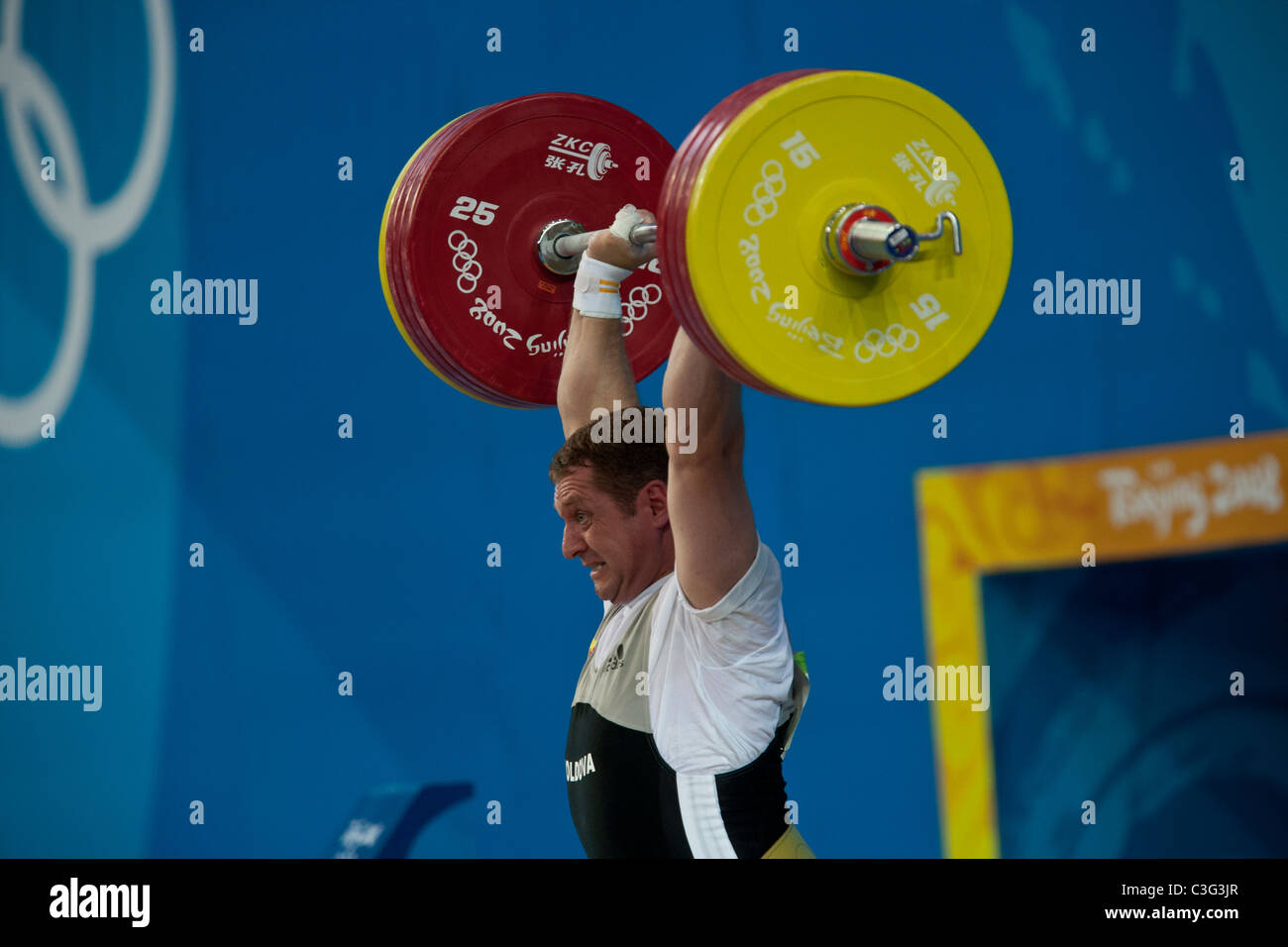 Vadim Vacarciuc (MDA) competing in the Weightlifting 94kg class at the 2008 Olympic Summer Games, Beijing, China. Stock Photo
