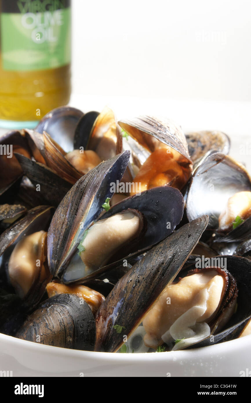 cooked mussels Stock Photo