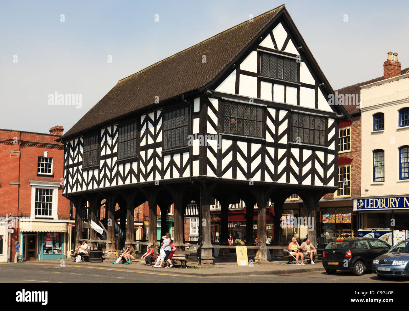 Ledbury Market House, a 17th century building on Ledbury High Street,  Herefordshire, England, UK Stock Photo