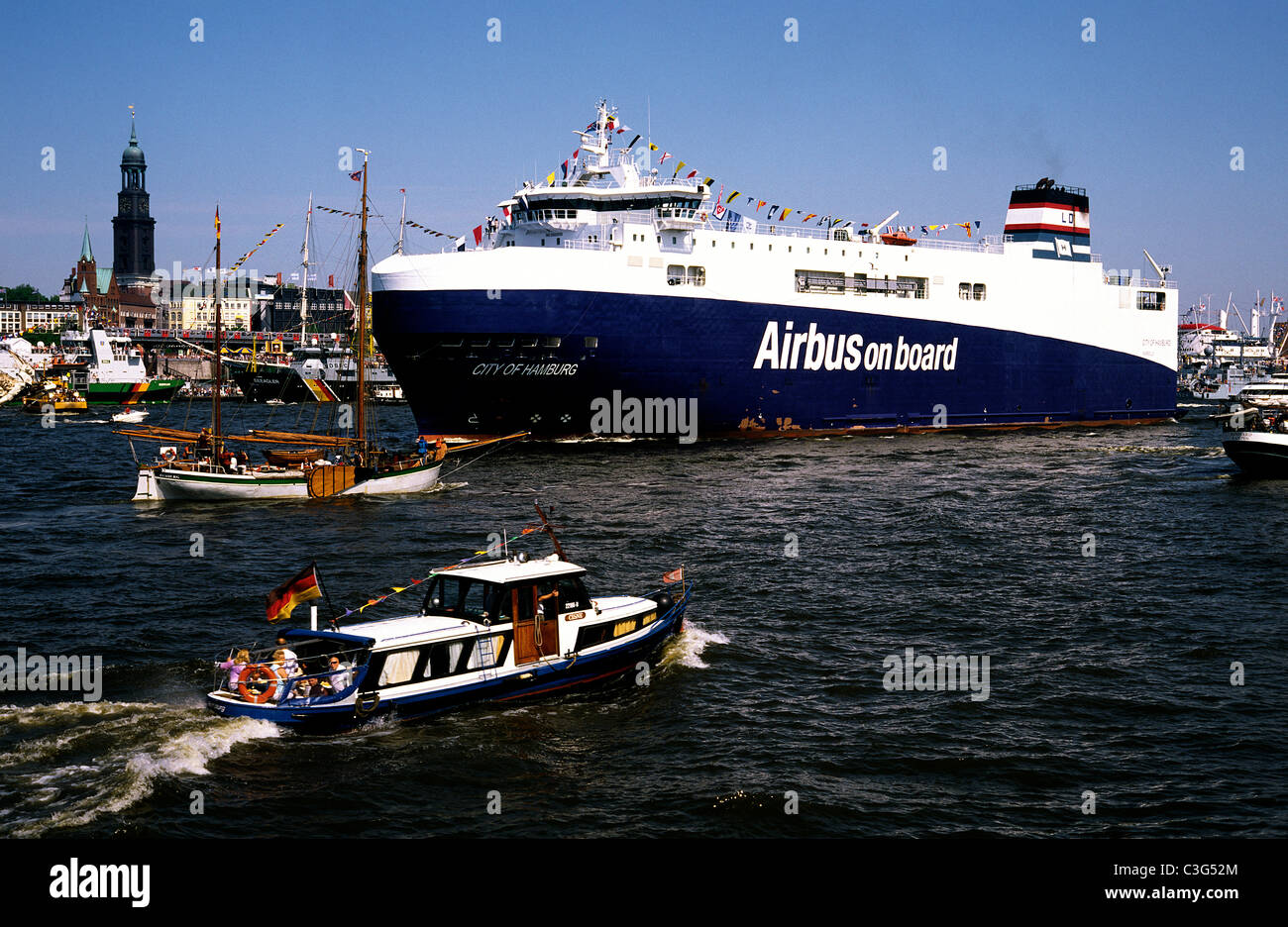Roro Vessel City Of Hamburg Taking Airbus A380 Parts From The Port Of Stock Photo Alamy