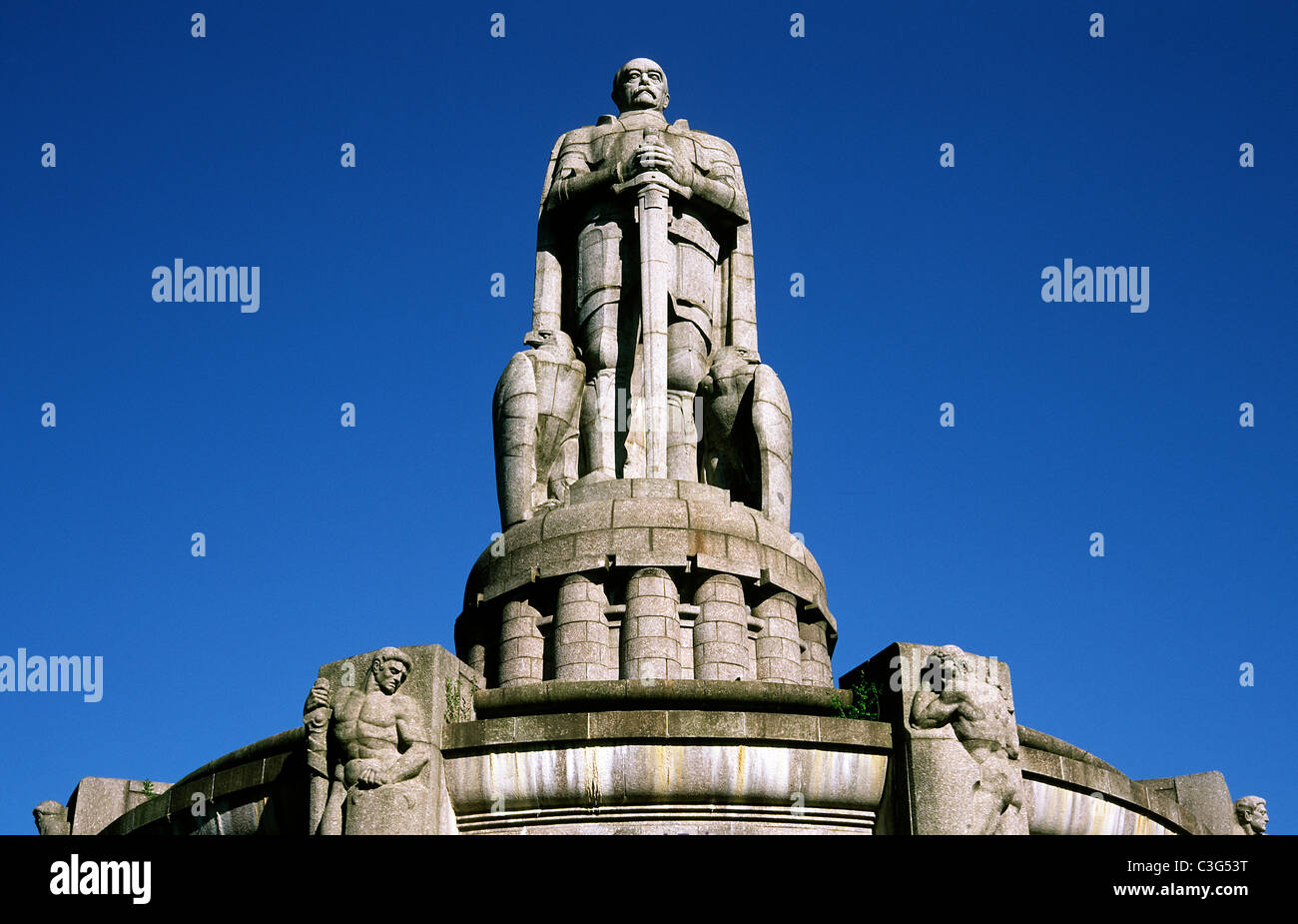 World's largest Otto von Bismarck monument - in Hamburg on top of a former WWII air raid shelter. Stock Photo