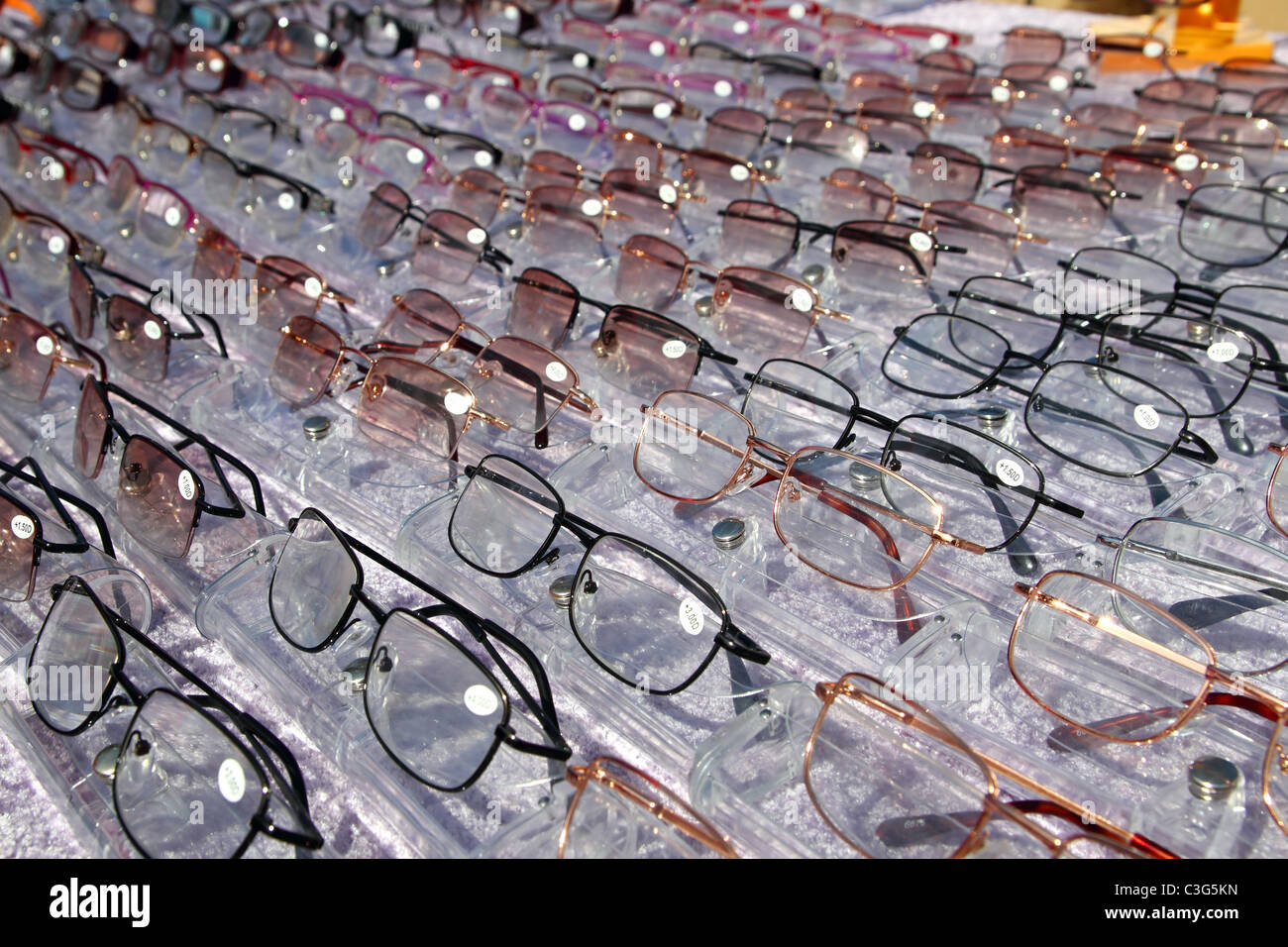 glasses for close up view in rows many eye glasses shop Stock Photo Alamy