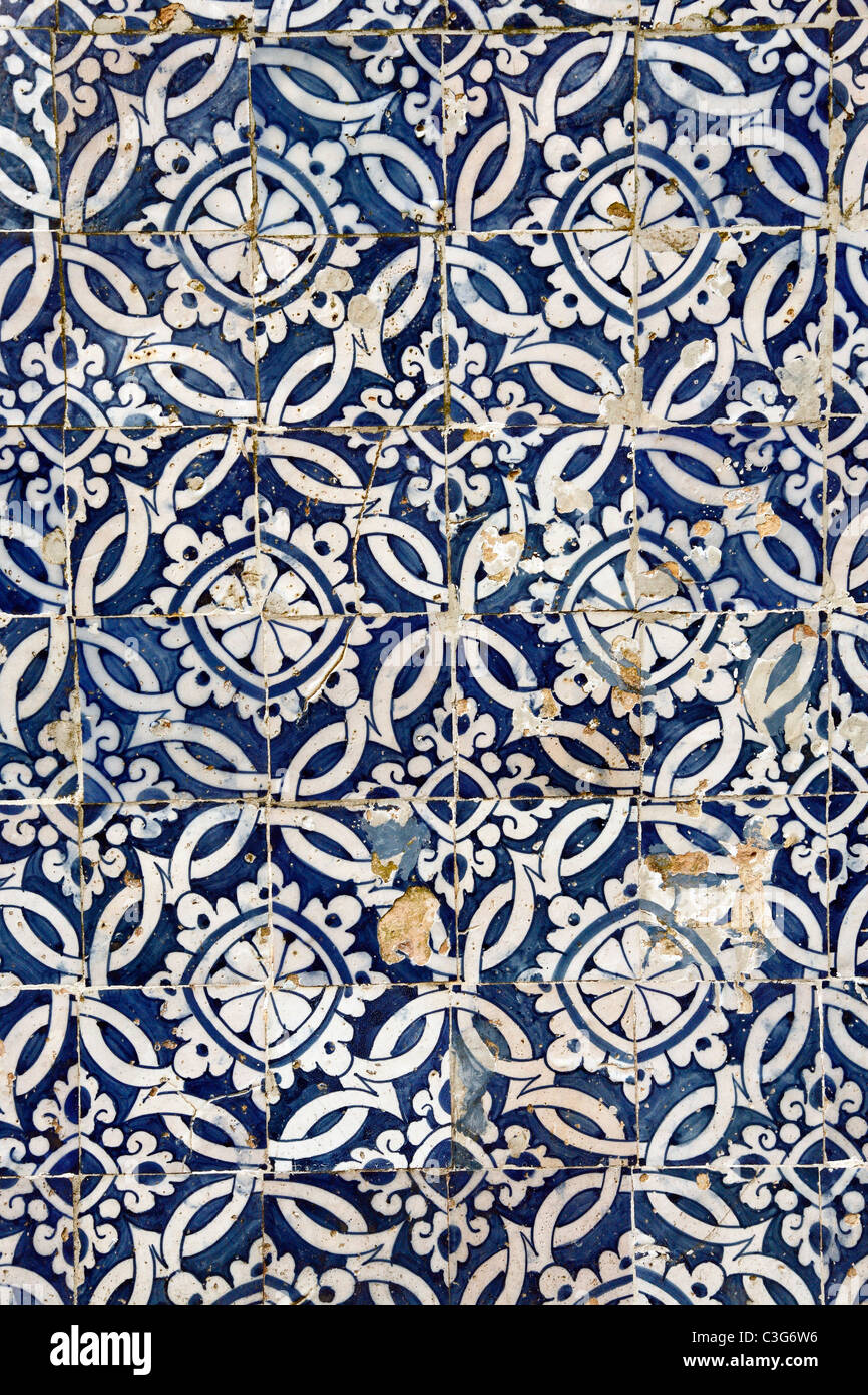 Mural of vintage portuguese blue tiles azulejo Stock Photo Alamy
