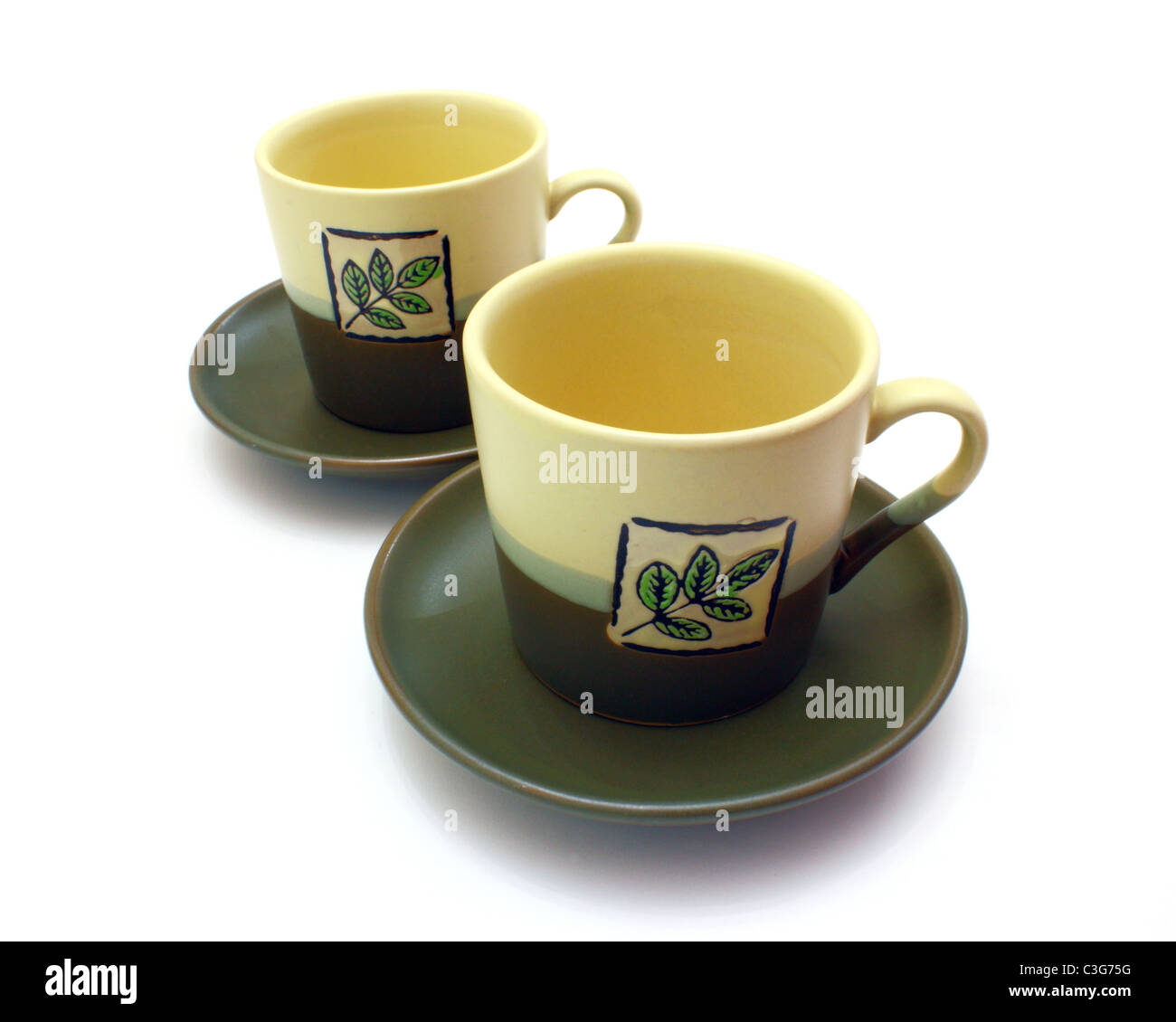 Drawing of a cup of coffee on a plate hires stock photography and