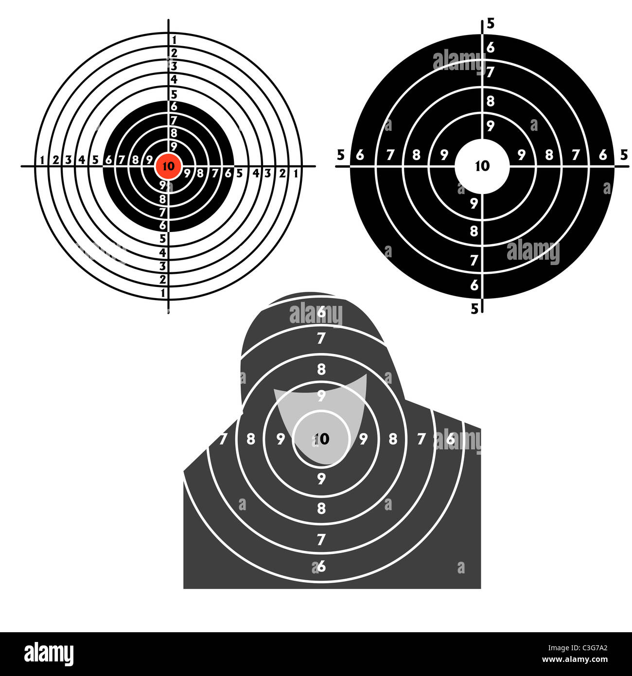 Set targets for practical pistol shooting, exercise. Vector