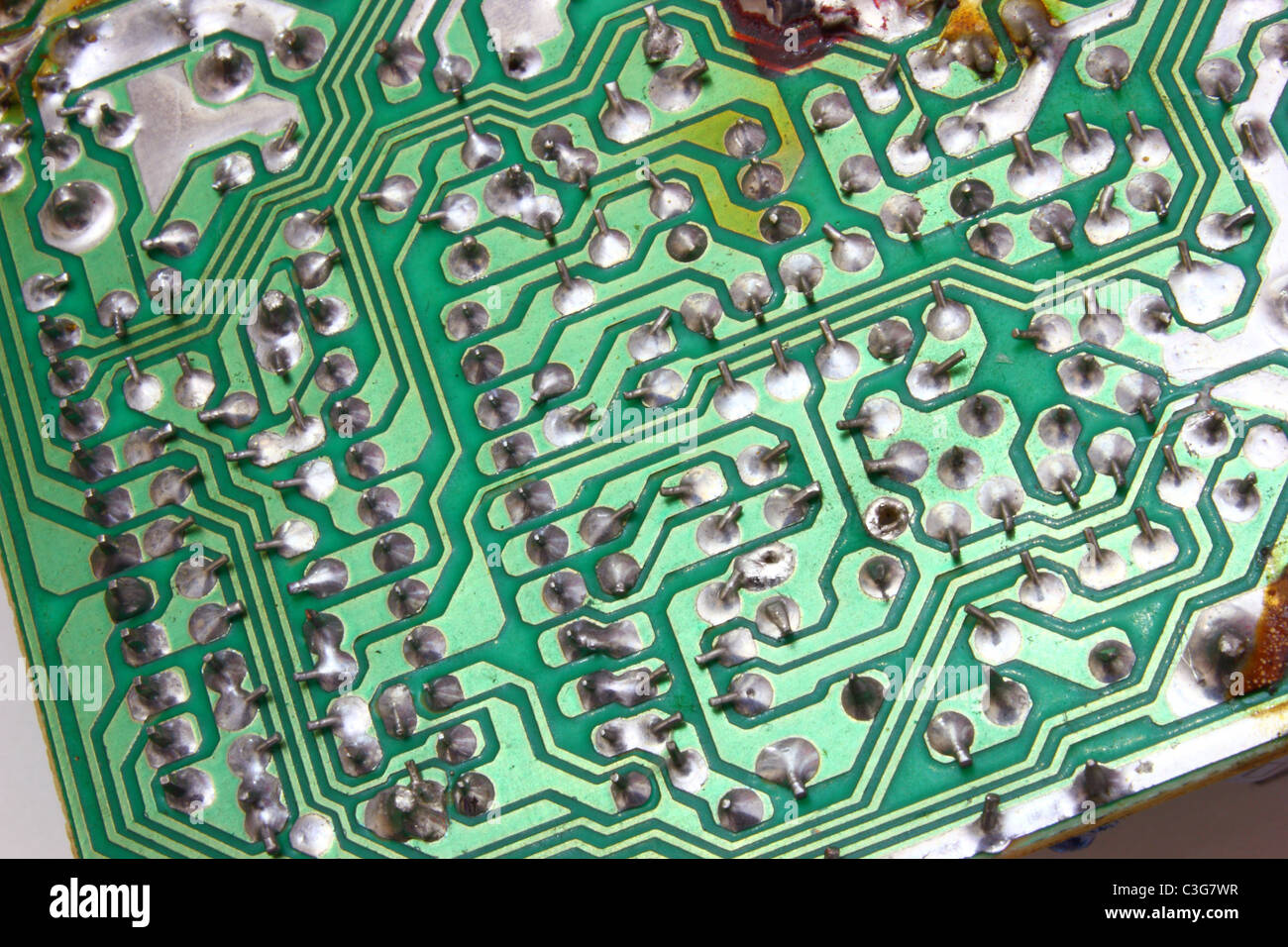 The computer power unit in an open kind with details and electric wires ...