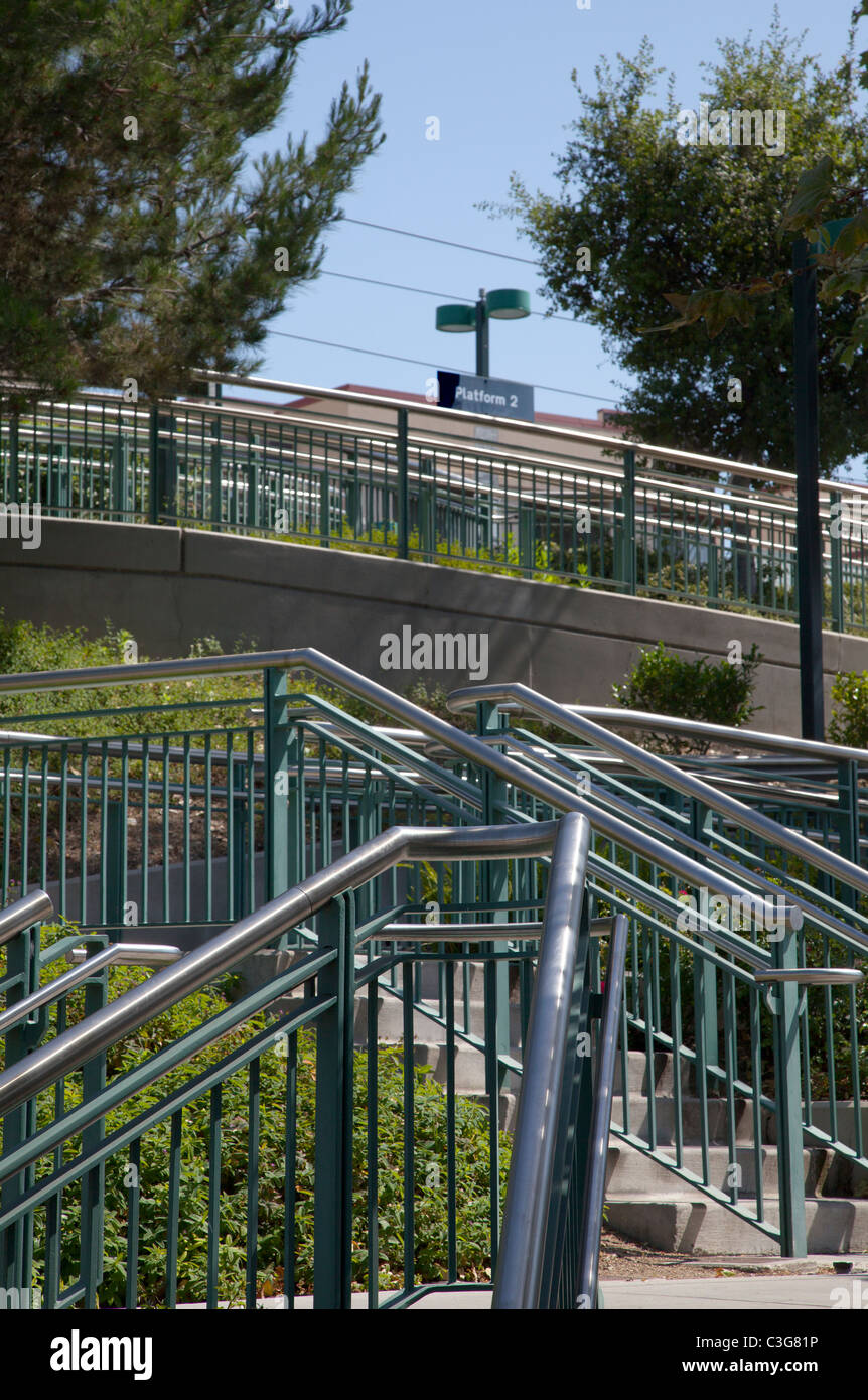 Stairway at Metro Rail Station in Los Angeles, CA. Stock Photo