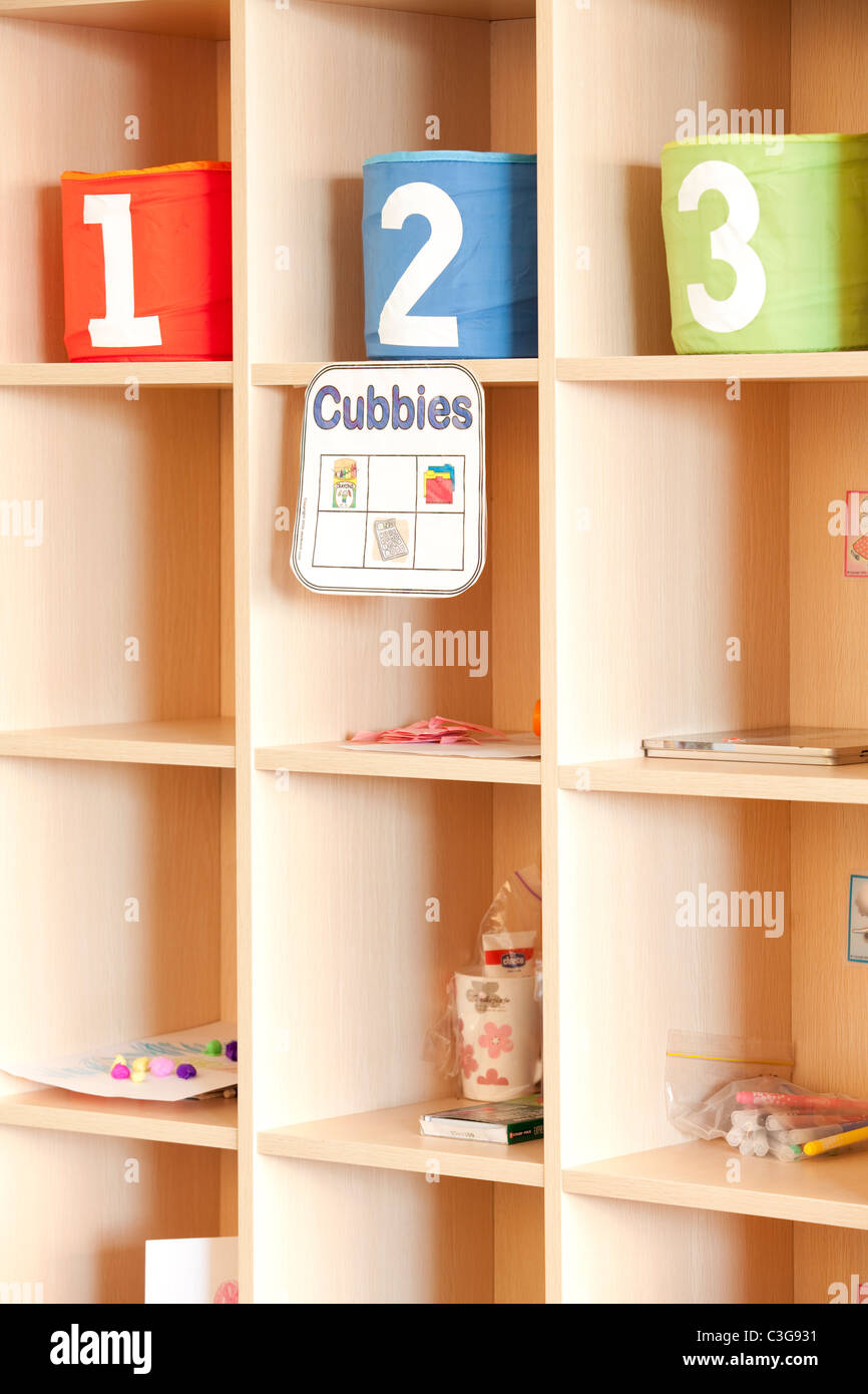 Lockers in classroom Stock Photo Alamy