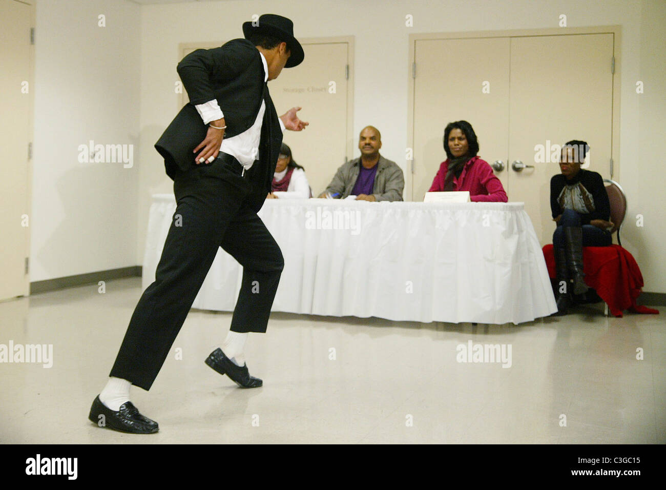Fabian Love, Omarosa Manigault-Stallworth and Justin Love Michael Jackson Talent Contest auditions sponsored by the Greater Stock Photo