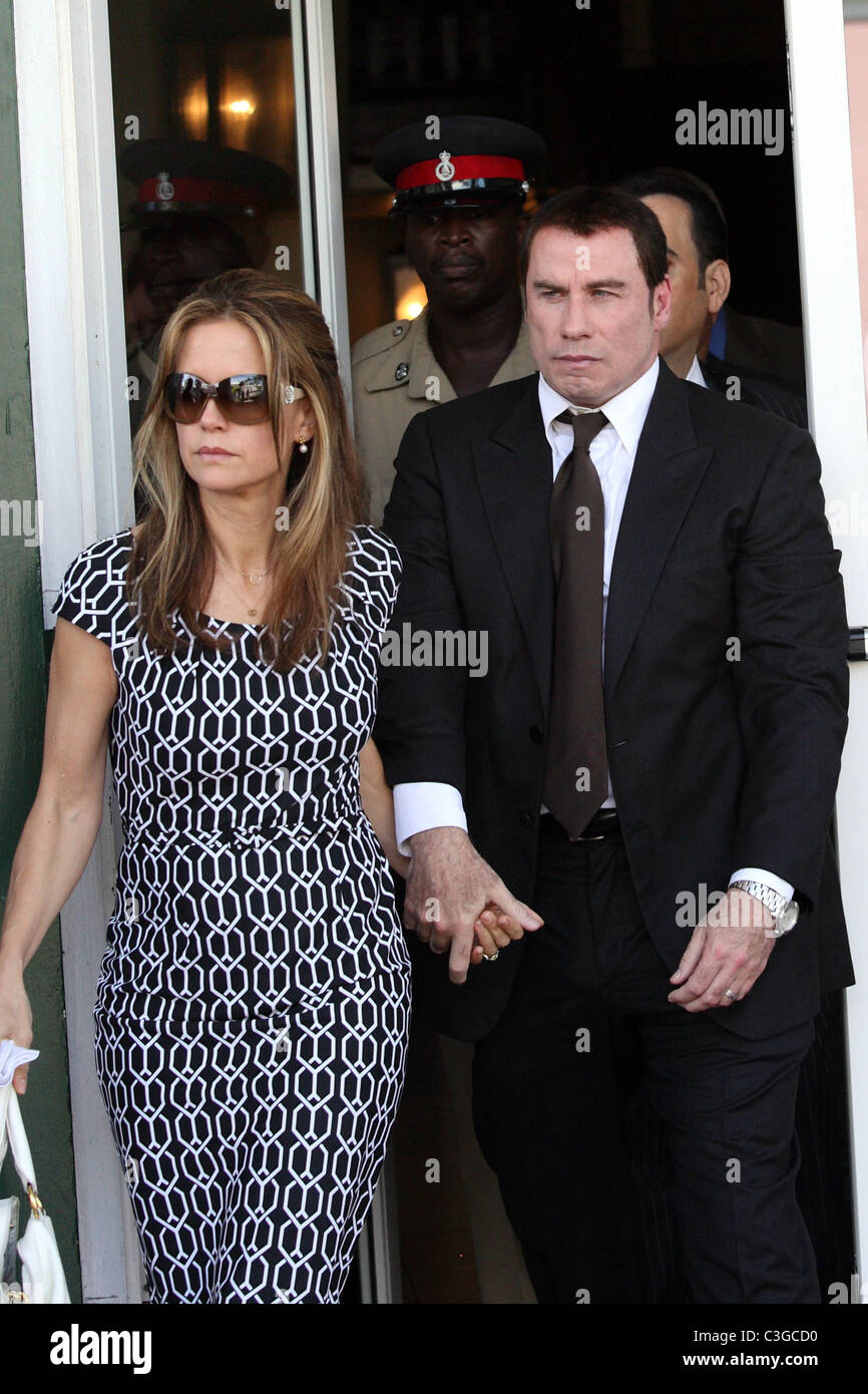 John Travolta and Kelly Preston leaving court after giving his testimony in the ongoing extortion trial. Paramedic Tarino Stock Photo