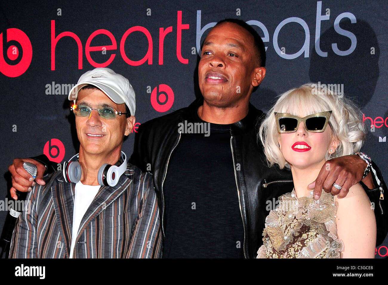 Jimmy Iovine, Dr. Dre and Lady Gaga U.S. Launch of Heartbeats by Lady Gaga from Monster New York City, USA - 30.09.09 Patricia Stock Photo
