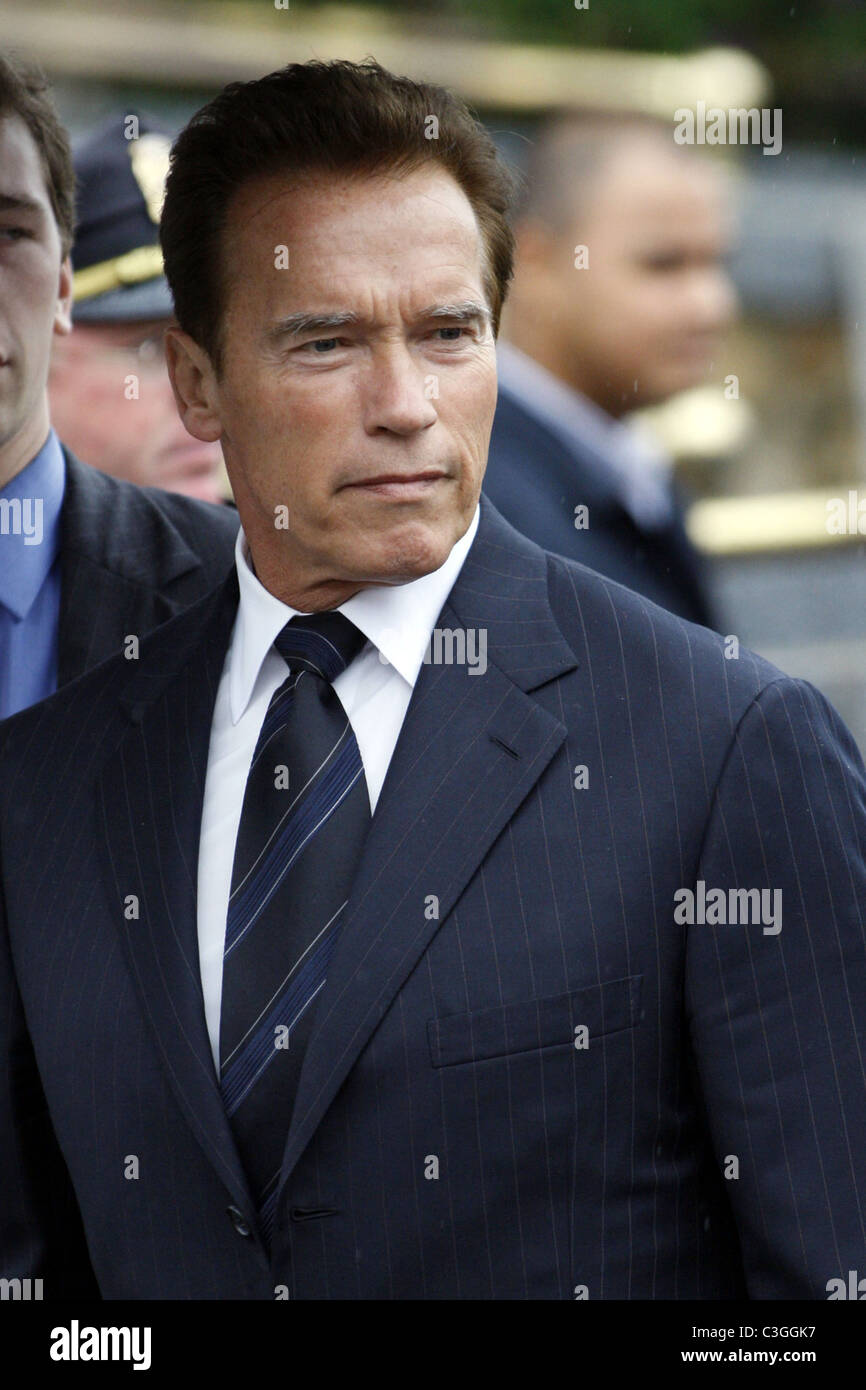 California Governor Arnold Schwarzenegger attends the private funeral