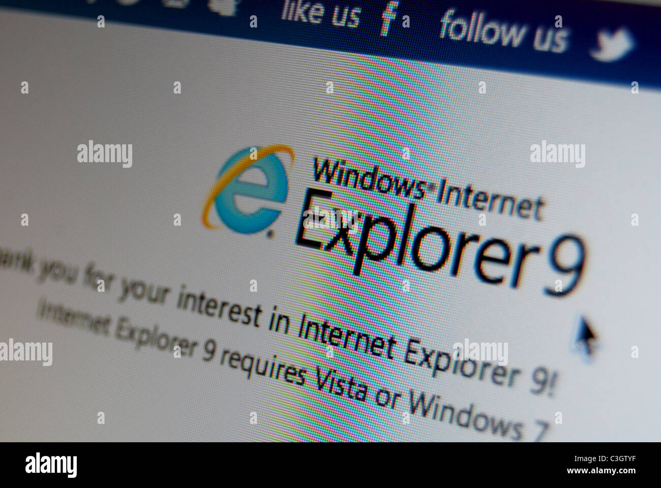 A photo illustration of the microsoft Internet Explorer website Stock Photo