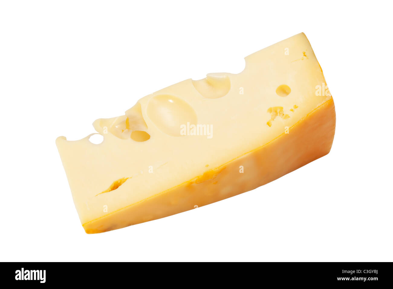 Piece of cheese Radamer isolated on a white background Stock Photo